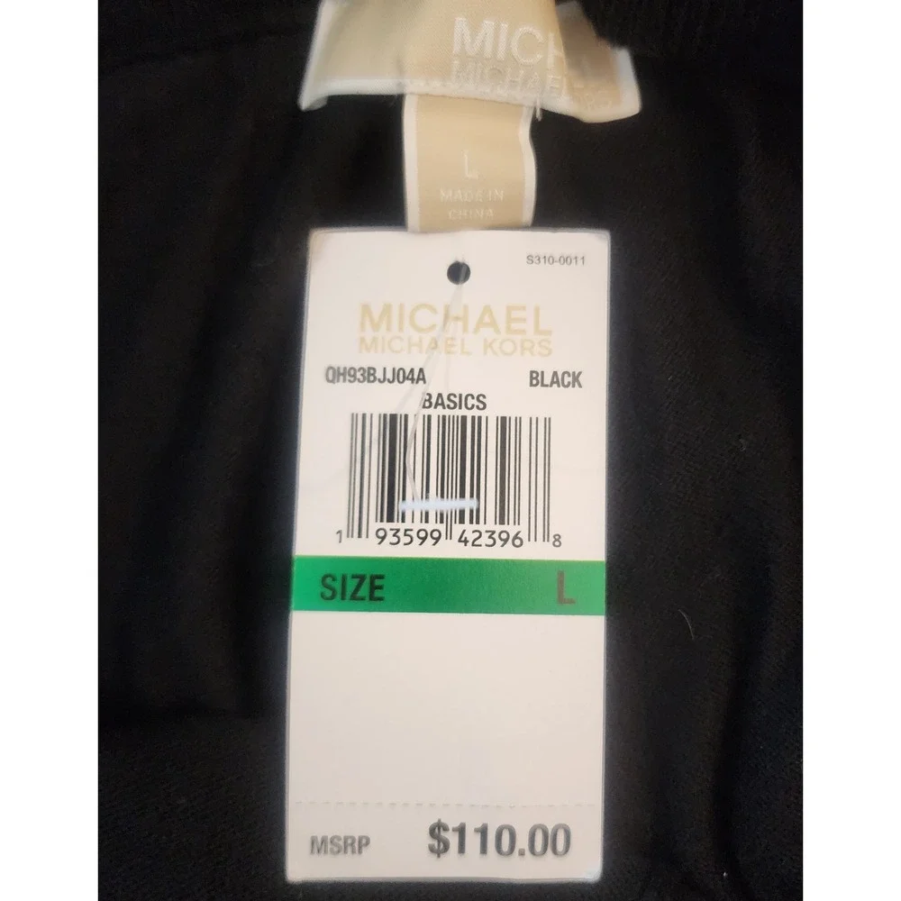 NWT Michael Kors Luxury Knit Loungewear Large Jogger Pants Black/White Stripe